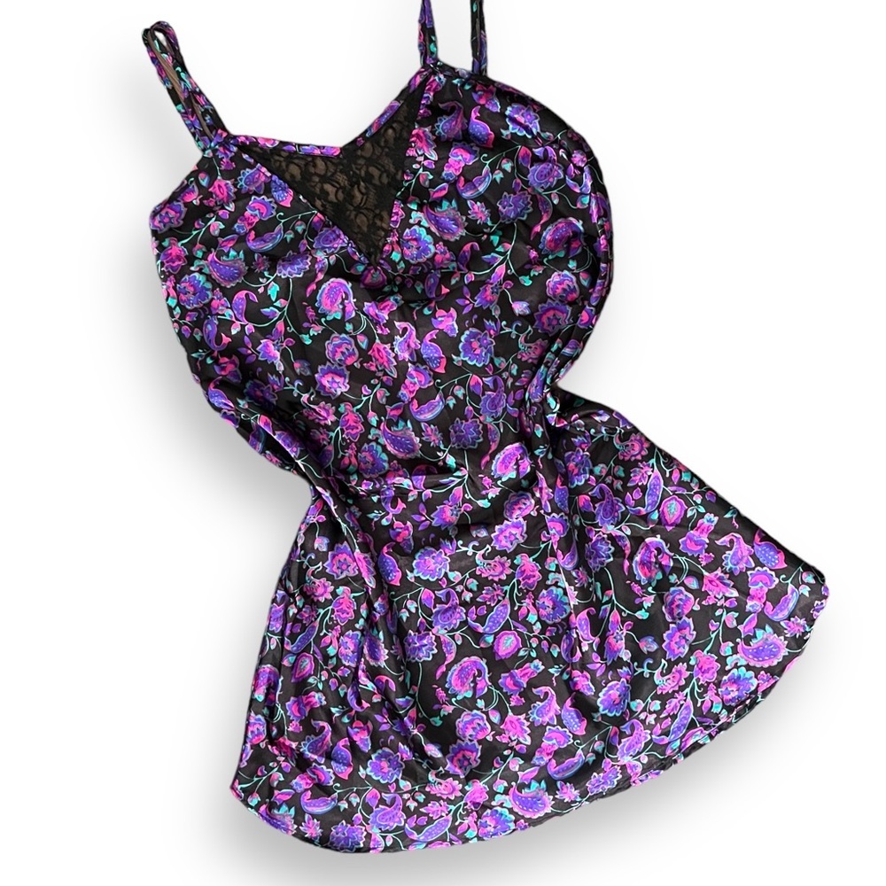 Vintage Floral Paisley Slip Mini Dress